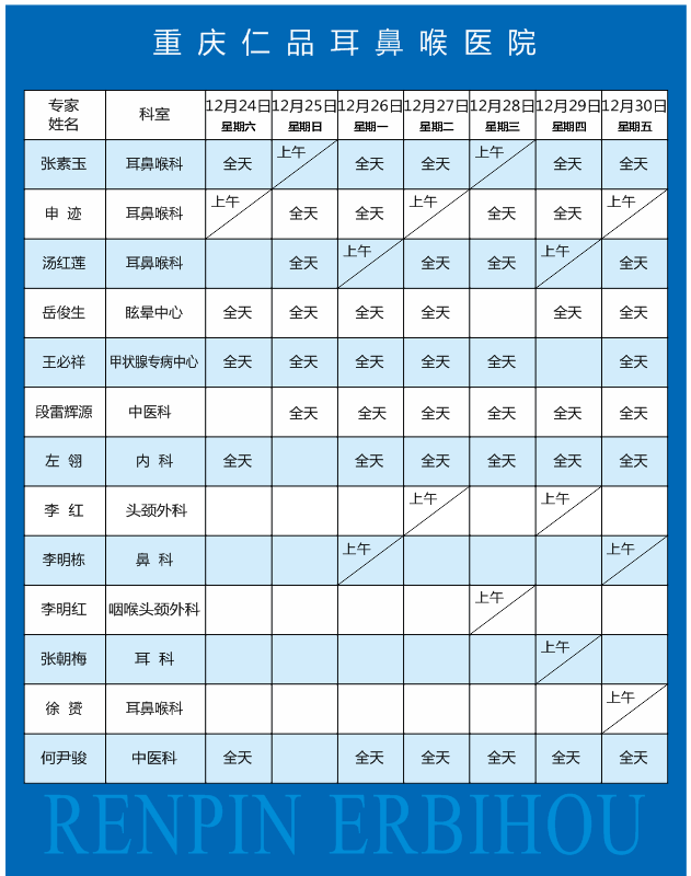 专家门诊表